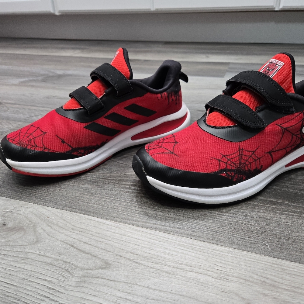 Adidas Spider-Themed Kids Shoes - Red and Black
